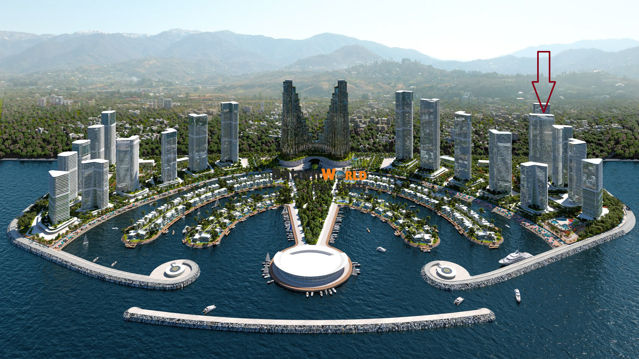 2025-1032-Ambassadori Adası Kulesi 1-Denize Sıfır İki Yatak Odalı Daire Satılık-310.284 $